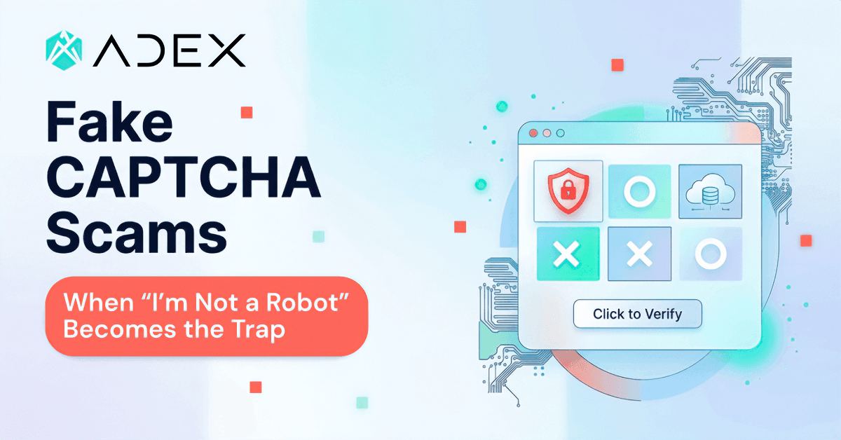 Adex - fake CAPTCHA scams and ClickFix malware delivery through fake verification prompts.